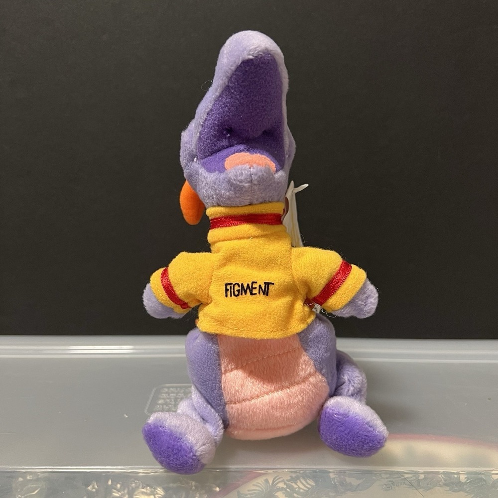 Disney World Figment Bean Bag Plush Epcot‎ Purple Dragon Vintage 90s Toy 8" NWT